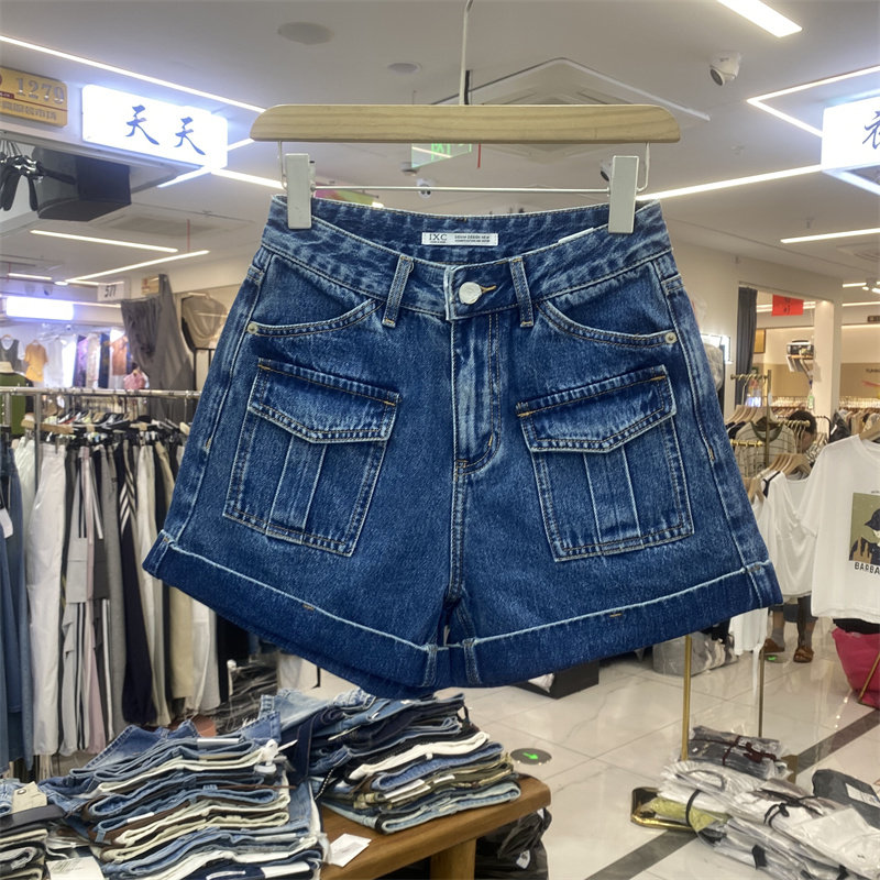 夏季工装风高腰百搭牛仔短裤女
