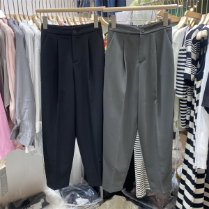 太阳花9003正品松紧高腰哈伦西装裤女秋季新款百搭九分休闲烟管裤