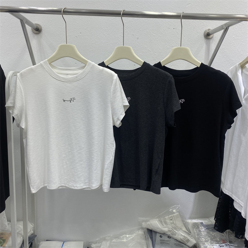 欧货2026春款卡通印花短袖T恤女圆领宽松显瘦百搭休闲短款上衣