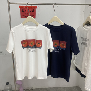 欧货2026春款休闲慵懒风印花短袖T恤女宽松显瘦圆领上衣舒适透气