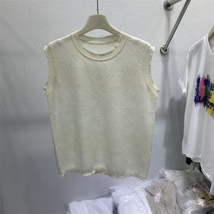 中式2026春款复古简约无袖针织背心女白色圆领宽松叠穿马甲上衣