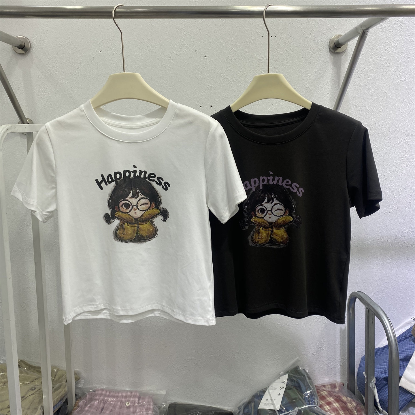 欧货早秋卡通印花短袖T恤女短款