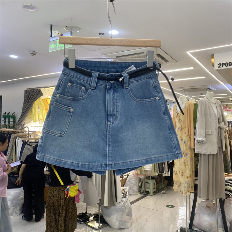 DMJ7306夏款复古高腰牛仔半身裙女A字显瘦百搭防走光短裙裤配腰带