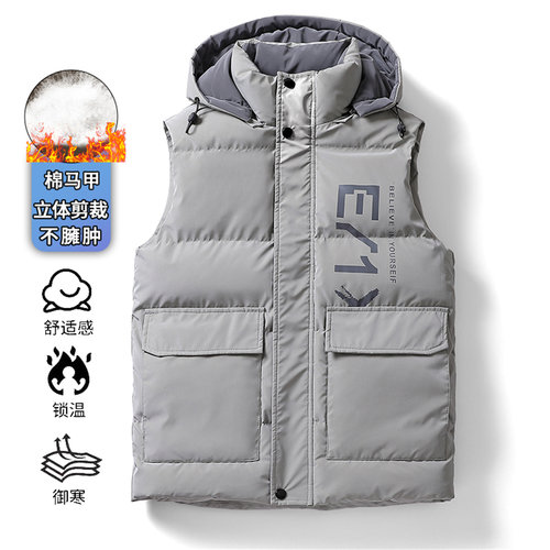 羽绒棉工装马甲男秋冬季加厚外套