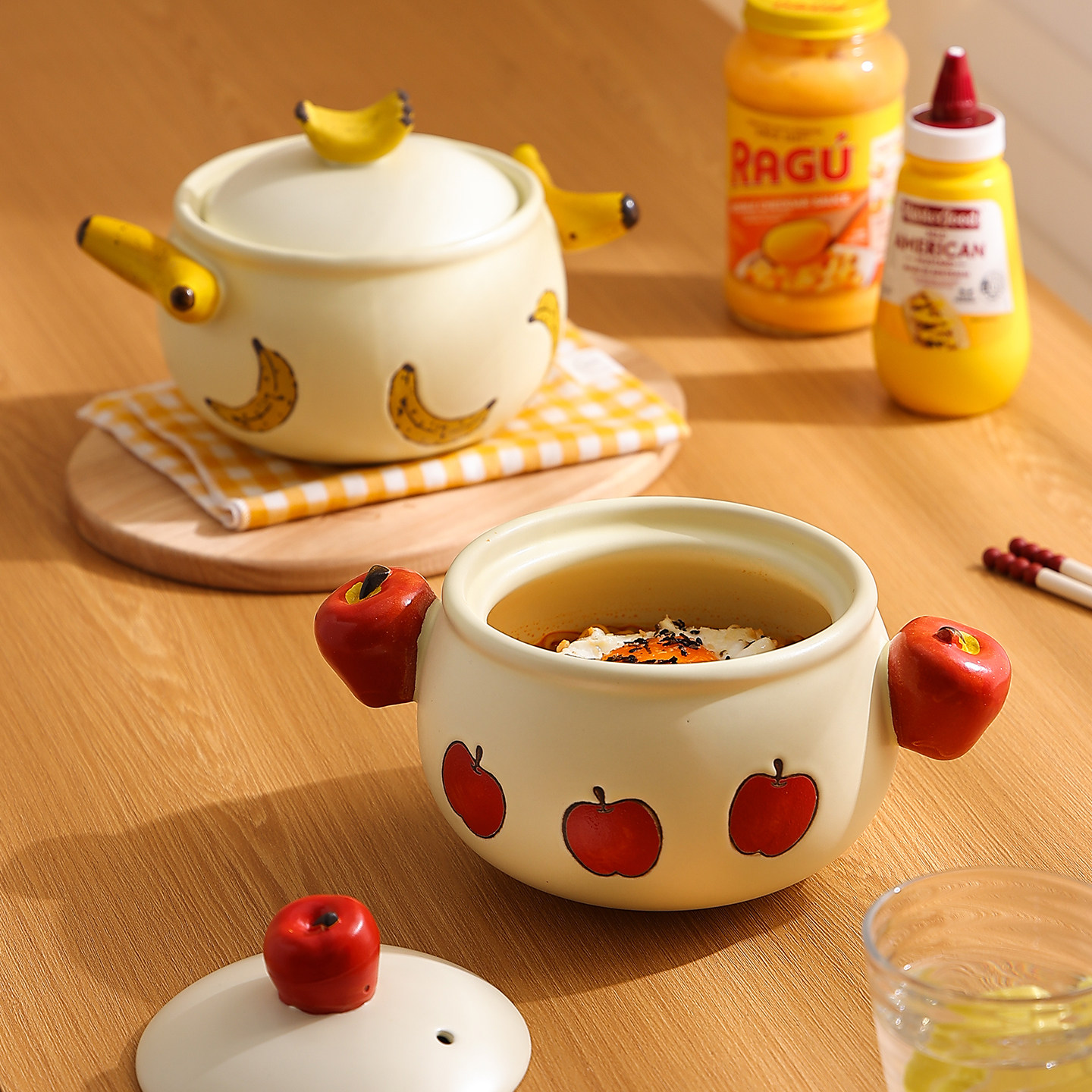 喜糯糯耐高温煲汤炖锅釉下彩泡面炖盅家用大容量高颜值汤锅砂锅煲