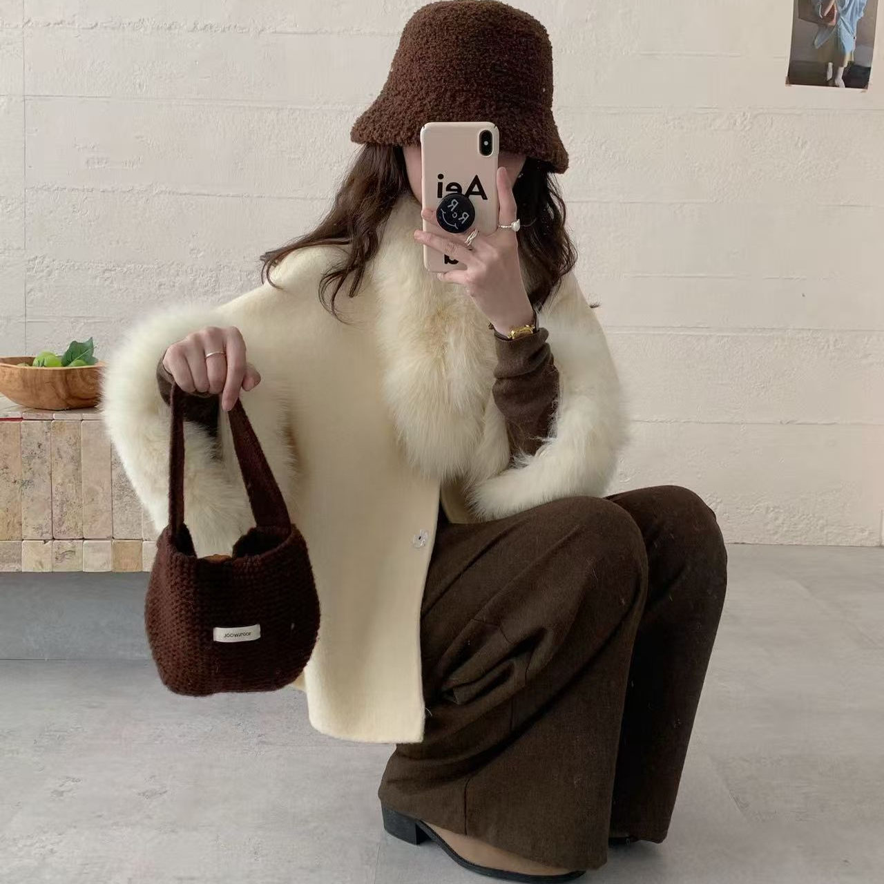 高端不起球双面羊毛大衣短款