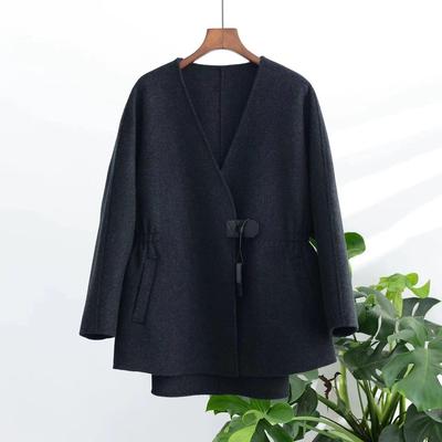 中长款欧货牛角扣双面羊绒呢大衣