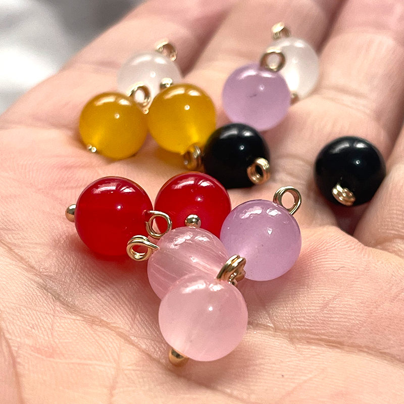 国潮风琉璃珠子仿玉石纽扣新中式旗袍扣圆珠10mm唐装汉服装饰扣子