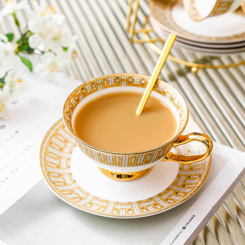 精致杯碟骨瓷高档咖啡杯子杯碟套装轻奢高级感英式下午茶杯红茶杯,餐饮具,咖啡杯,淘宝优惠券,粉丝福利购,淘宝优惠卷