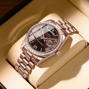 跨境爆款潮流男士手表品牌石英表钢带镶钻腕表大牌商务日志手表男