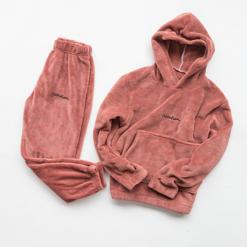 加绒暖暖裤女2020年秋冬新款珊瑚绒睡衣裤子套装宽松休闲家居外穿