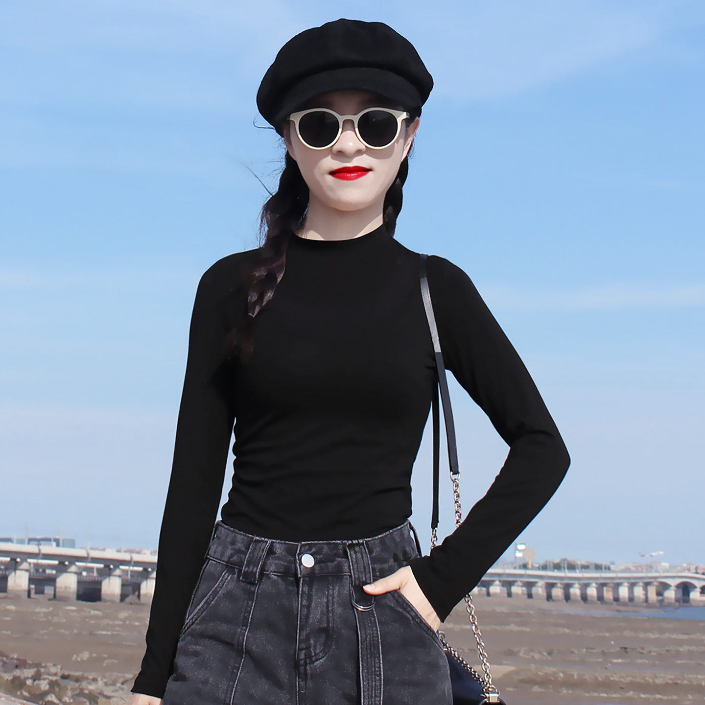 半高领打底春季2024新款长袖小众