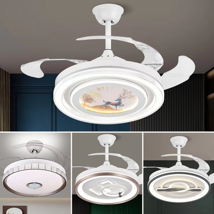 隐形风扇灯卧室吸顶灯2024年新款简约现代静音电扇一体餐厅吊扇灯