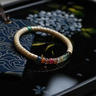 猛犸象牙药片珠单圈手串原创时尚文玩药片女手链手饰