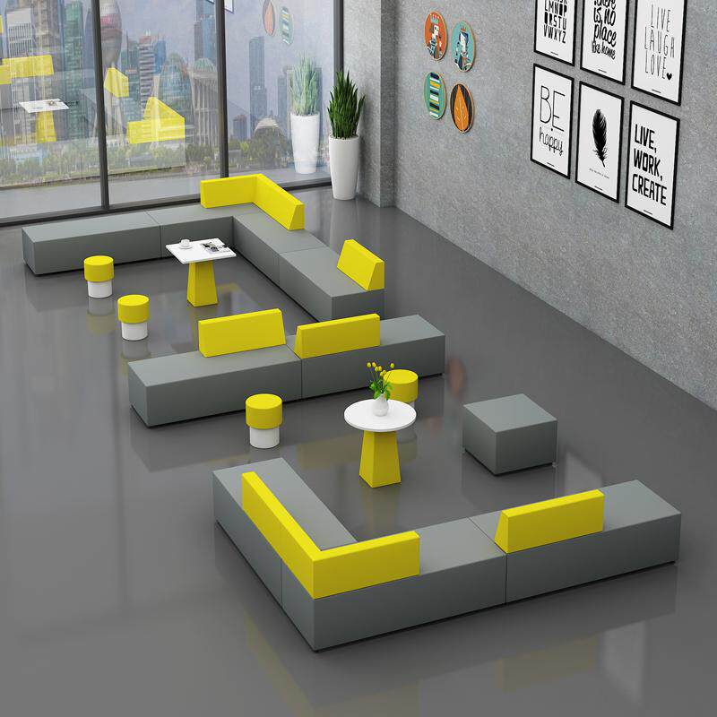 休息区沙发组合简约早教培训机构学校家长办公室休闲接待等候布艺