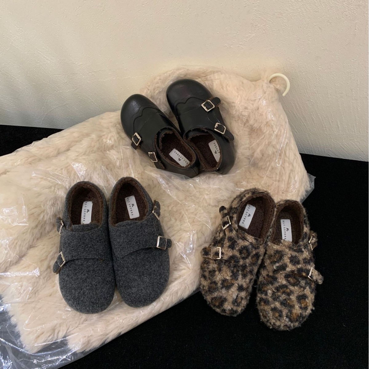 868-22A~内增高~法式勃肯毛毛鞋女鞋子2025年秋冬季新款加绒棉鞋