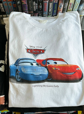 oldschool Red and blue car oversize Men's and wom tee短袖t恤