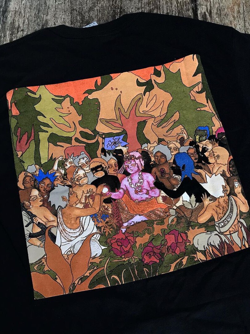 그리스 벽 유럽과 미국 스타일의 트렌디한 틈새 디자인 하이 스트리트 빈트게 힙합 인 스타일 반팔 티셔츠