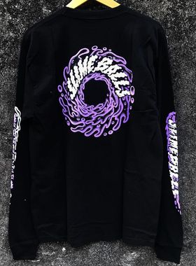 美式复古紫色气泡英文式圆环Tattoo西海岸暗黑系长袖T恤大码男女