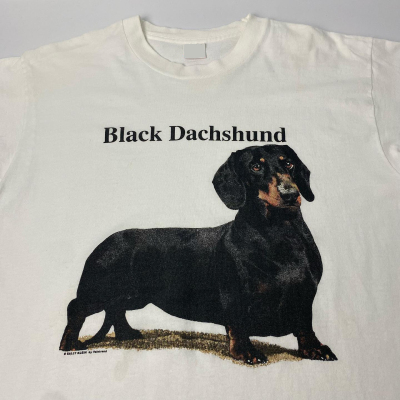 精选好物推荐 Black Dachshund黑腊肠犬主题复古写实美式休闲T恤