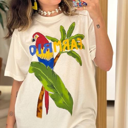 精选好物推荐！美式复古vibe森系可爱动物鹦鹉短袖T恤男女同款