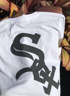 ins小众设计感简约创意字母涂鸦短袖t恤男女情侣原宿风宽松上衣服