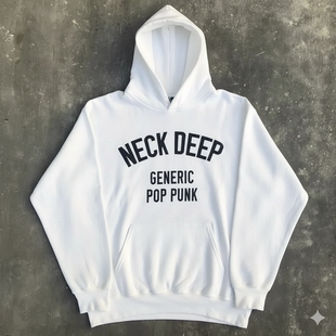 NECK DEEP痞子帮美式西海岸oversize简约字母男女大码连帽卫衣