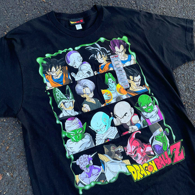 vintage Dragon Ball Z龙珠cartoon群像图案black T-shirt短袖t恤