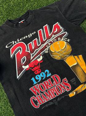 90s vintage Chicago 1992 Sweatshirt夺冠奖杯Large size短袖t恤
