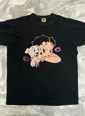 重磅不透！冰感棉！美式复古卡通印花ins风怀旧街边氛围感短袖t恤