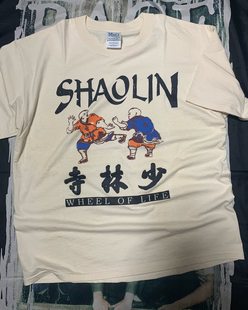 少林寺功夫印花T恤搞笑高街复古古着Vintage国潮男女情侣款文化衫