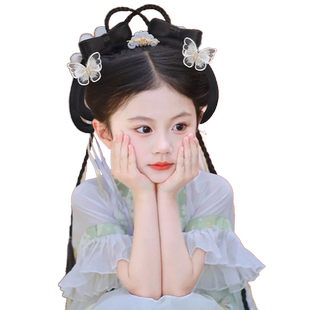 儿童汉服假发发箍一体古风垫发包发髻女童盘发造型演出古装假发包