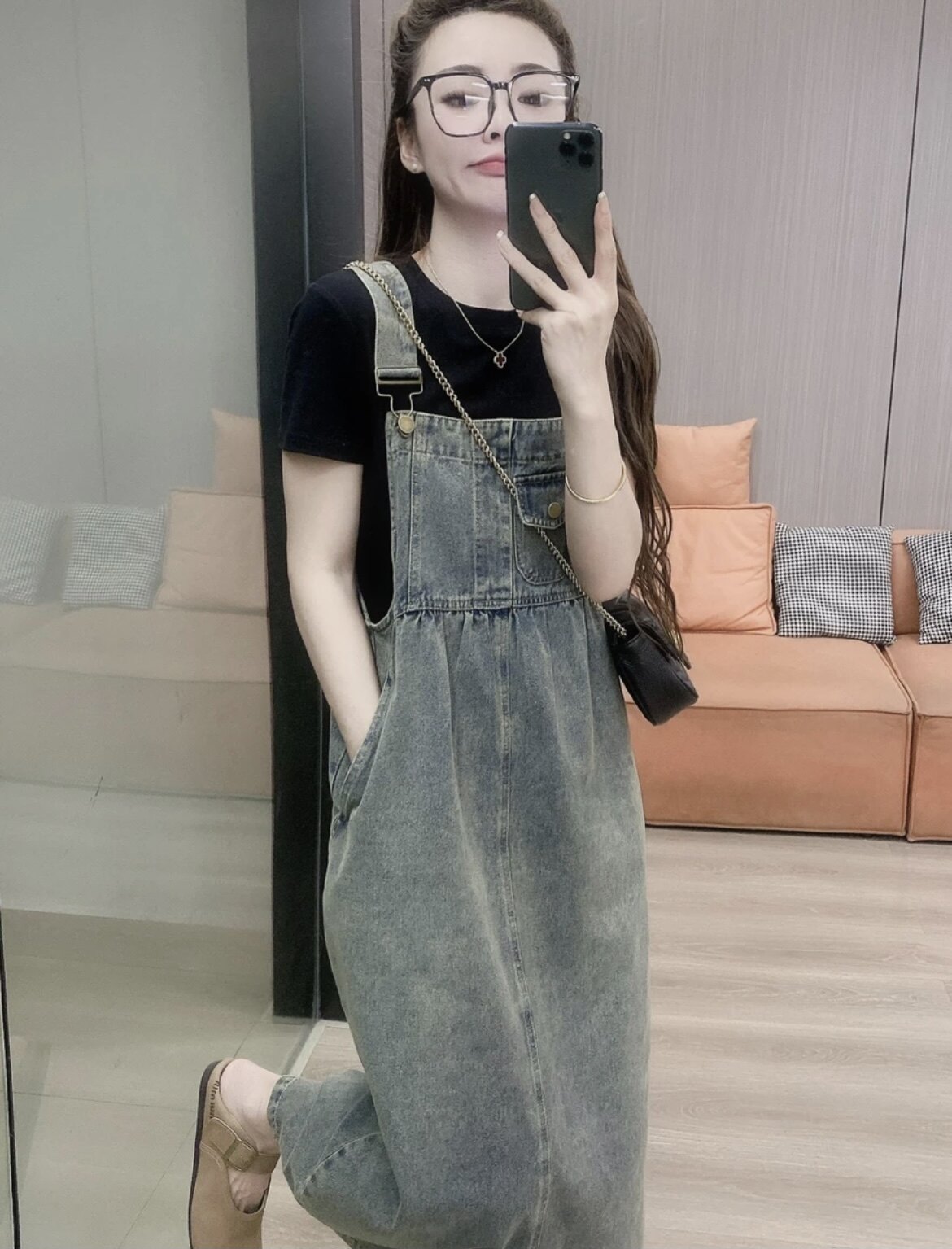 洗水牛仔背带裙女夏季新款小个子
