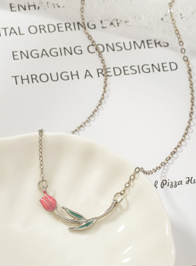 项链新款2024爆款夏日海边度假韩国优雅气质百搭玫瑰花项链锁骨链