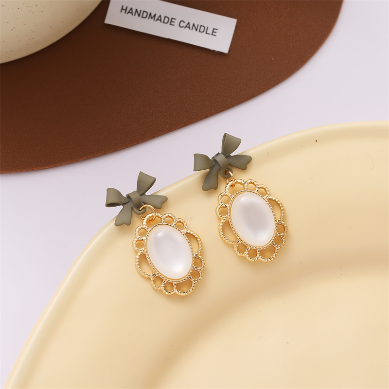 s925银针法式蝴蝶结小众女