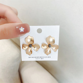 s925银针夏日清晰亚光金花瓣耳饰耳环韩国网红个性 女小众夸张耳钉