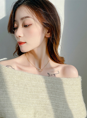 ins小众轻奢双环珍珠项链锁骨链韩国网红时尚简约学生手作小饰品