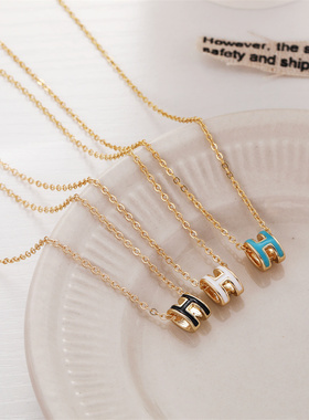 H滴油字母项链锁骨链韩国东大门网红同款个性精致百搭学生小饰品