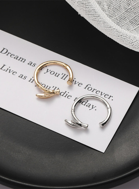 小众ins设计感竹节指环开口戒指2022韩国网红设计感几何简约手饰