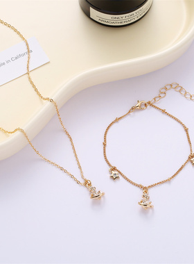 2022年新款潮水钻五星星球项链锁骨链韩国东大门网红个性女项圈批