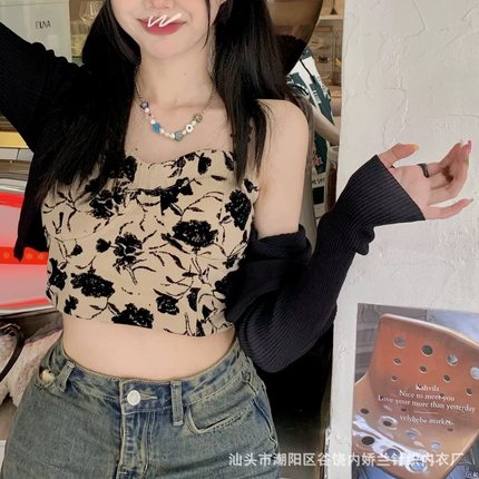 法式碎花小吊带背心女夏外穿内搭短款别致抹胸上衣女款秋季甜酷