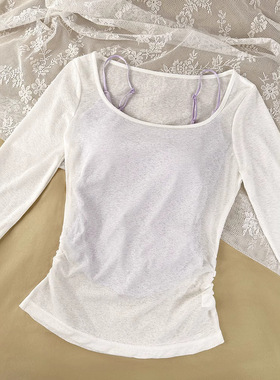 紫色小吊带女春夏罩衫搭配一整套温柔系奶乖掐腰防晒T恤薄款上衣