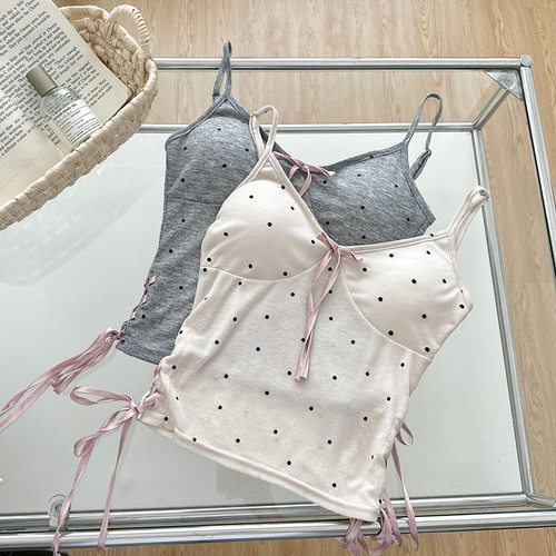 ins网红纯欲风系带收腰吊带背心