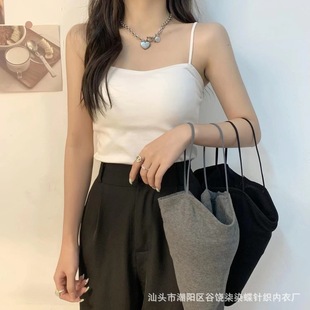 防走光辣妹抹胸内搭小众显瘦白色打底上衣 带胸垫针织吊带背心女