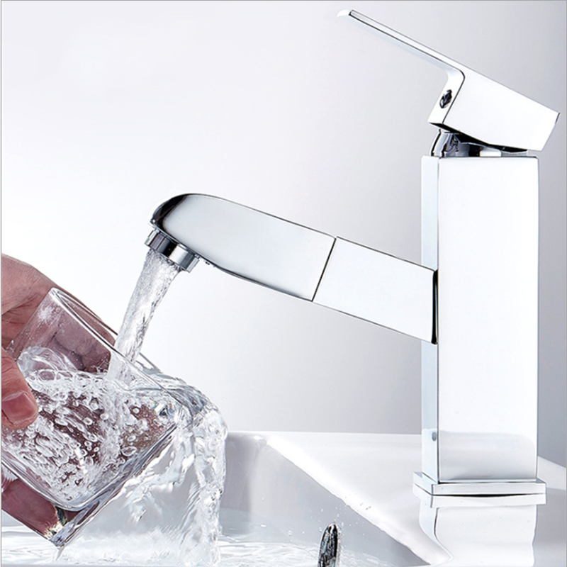 伸缩抽拉健康无铅正宗304不锈钢冷热单孔面盆洗手盆卫生间水龙头1