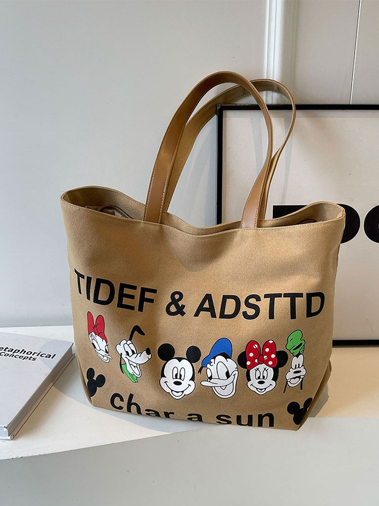 新款大容量帆布包包女春夏卡通米老鼠单肩包通勤手提购物袋托特包