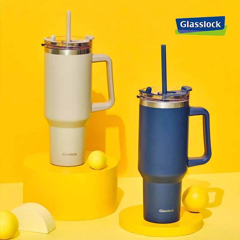Glaaslock大容量吸管保温杯车载304不锈钢水杯保冷杯子热水壶1.2L