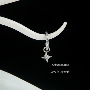 爆闪星星满钻小众免摘钛钢耳垂钉耳钉耳骨钉耳圈 八星