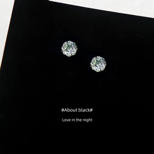 Ab | 绿玫瑰 | 锆石爆闪千禧玫瑰切养耳316L钛钢耳钉耳垂钉耳骨钉