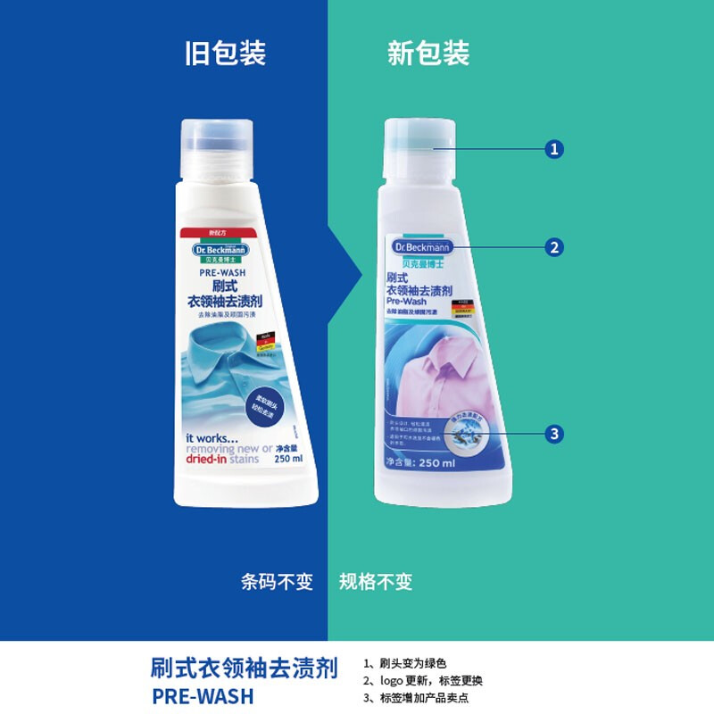 德国进口贝克曼刷式衣领去渍剂 洁净护理去污 衣领净250ml